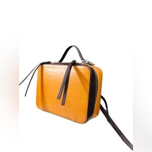 Divina Firenze THREE WAY HANDBAG Leather Butterscotch Brown Italy 🇮🇹